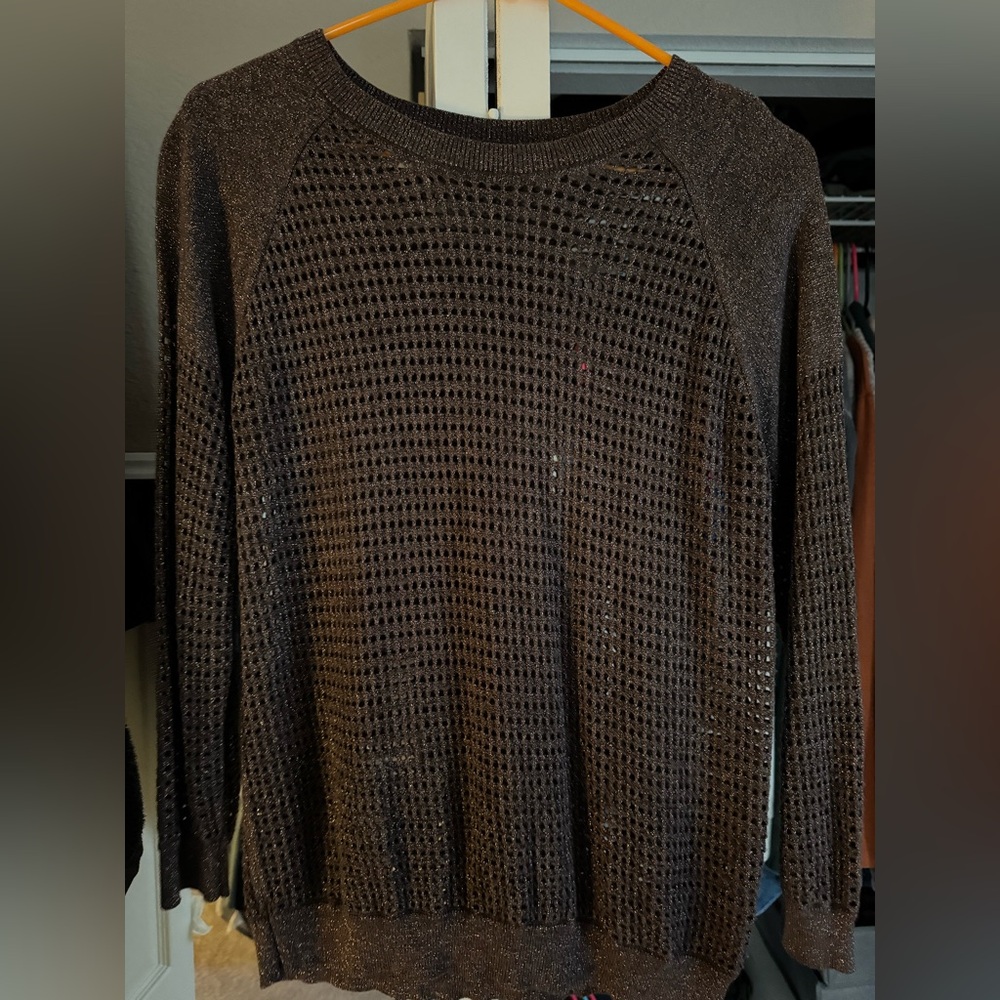 Express Women's Brown Mesh Tunic Top